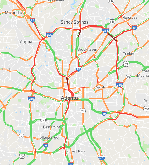 This is what rush hour traffic in Atlanta looks like! Atlanta Rush hour Traffic