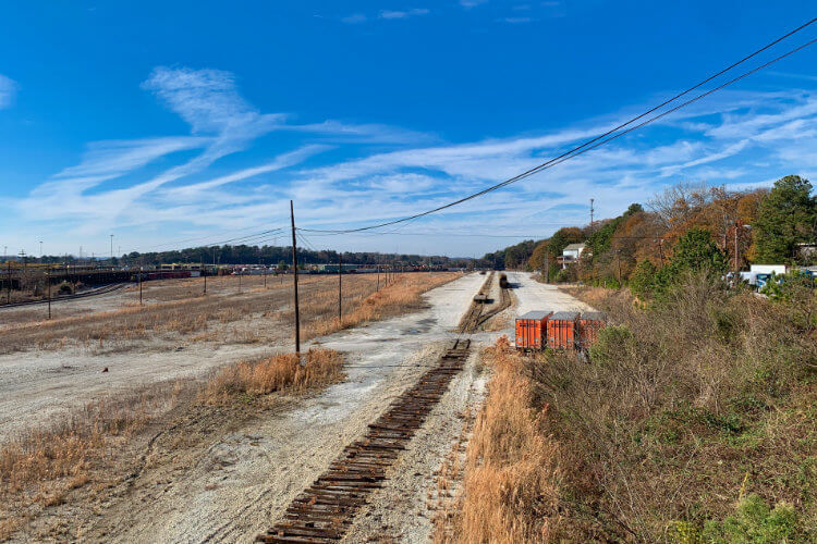 A view of Inman Yard (Hills Park is on the right)